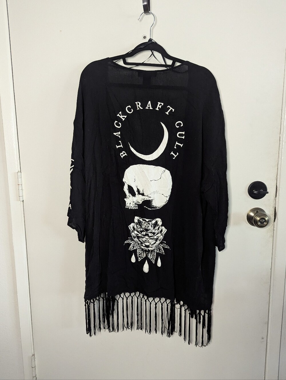 Blackcraft Cult Fringe Kimono XL/2XL Witchy Skull Moon Cardigan